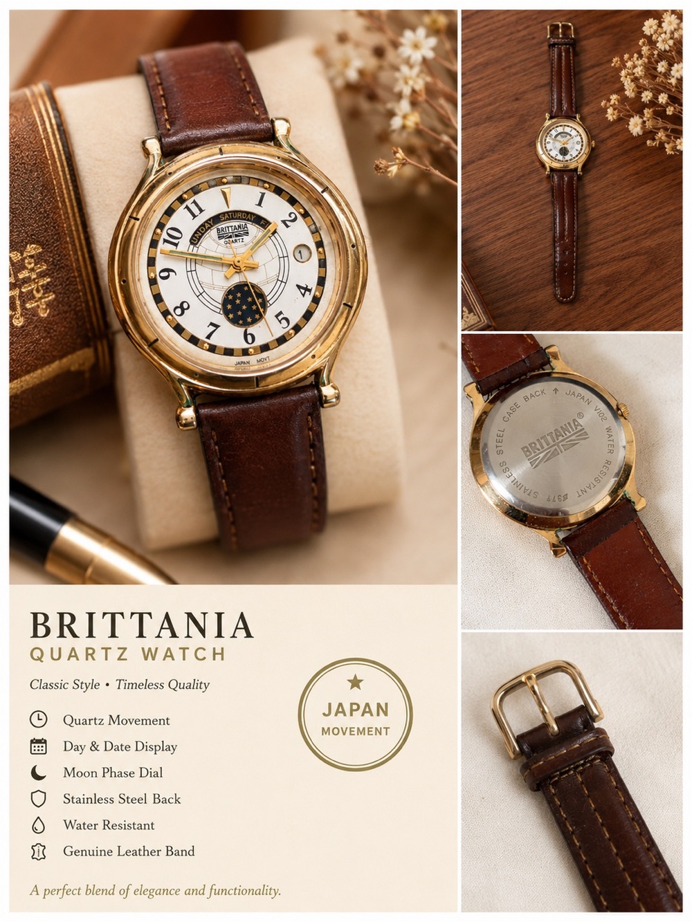 Vintage Britannia Quartz Watch Japan Movement